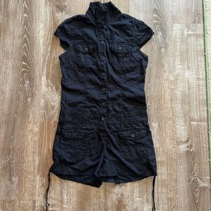 Vintage Y2K Black Button-Up Romper